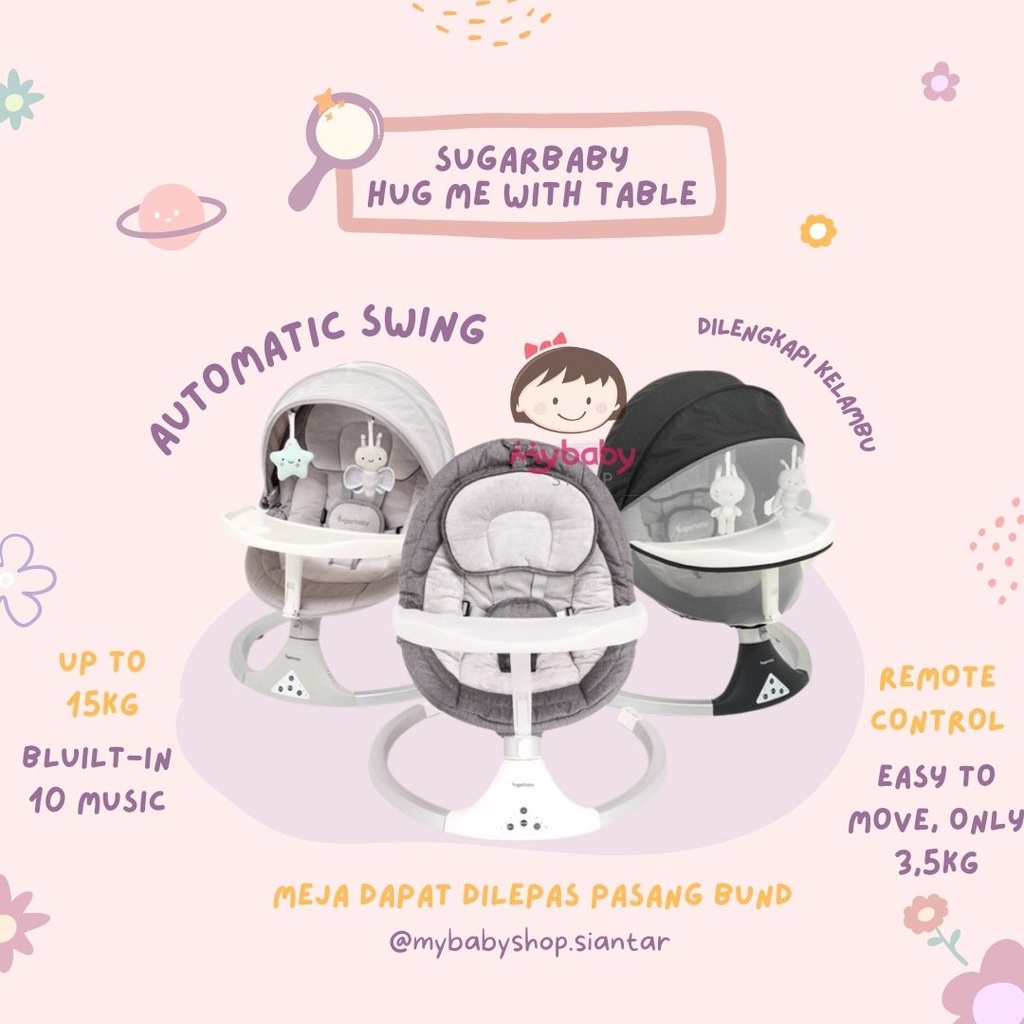 Sugar Baby - Hug Me Automatic Baby Swing Chair With Table - Bouncer Baby - Ayunan elektrik / sugarba