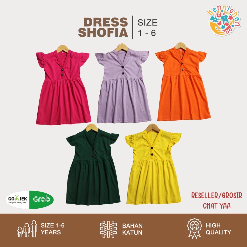 SHOFIA DRESS DRESS ANAK PEREMPUAN FASHION ANAK PEREMPUAN 1-6 TAHUN OVIKIDS