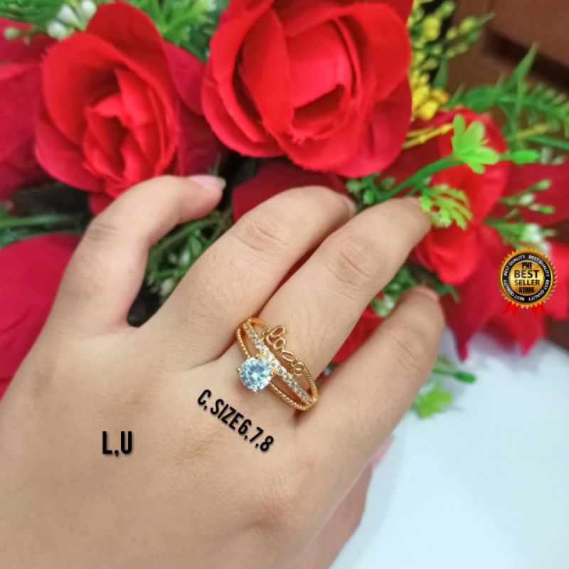 Cincin xuping Wanita mata satu full permata Cantik