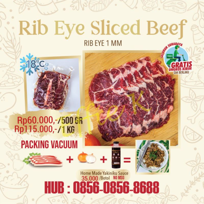 

Rib Eye Sliced Beef 1mm