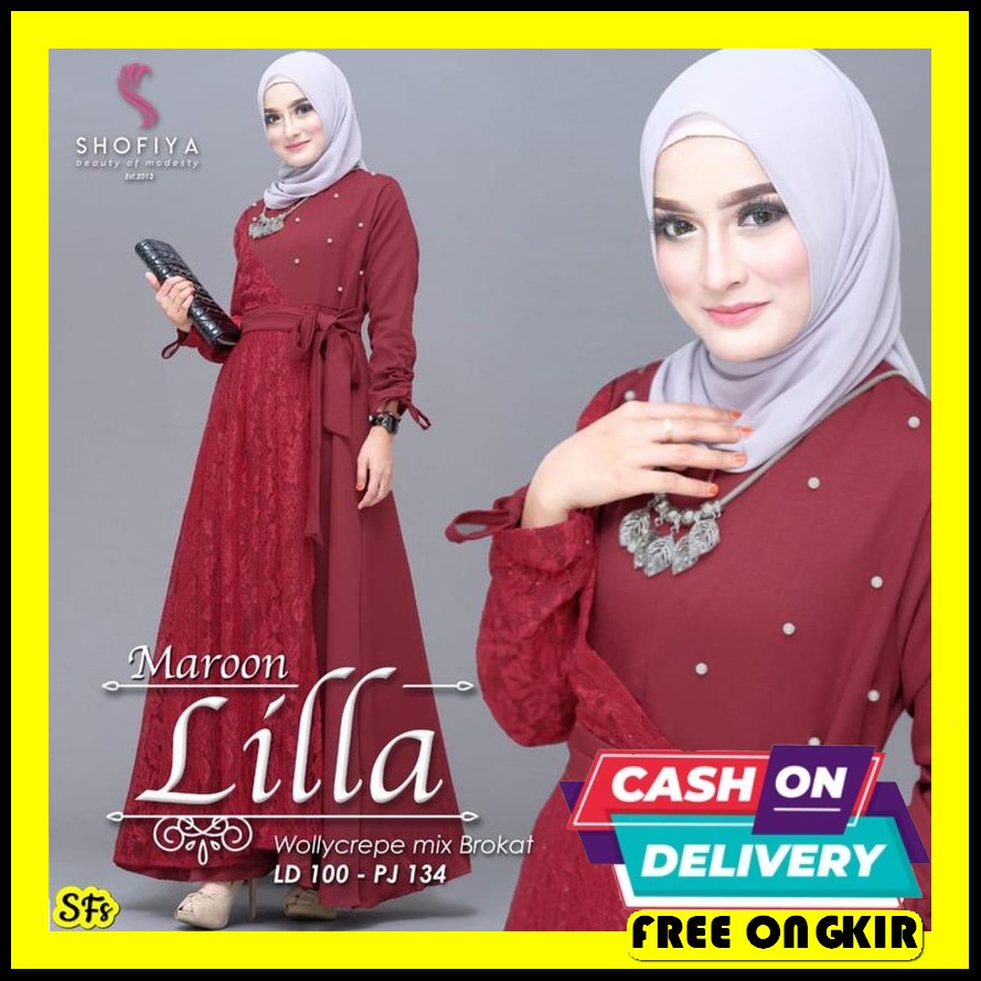 Pakaian Muslim Yuvika Zet Gamis Wanita Dres Import Baju Kekinian Harga Gamis Pesta Brokat Terbaru 5
