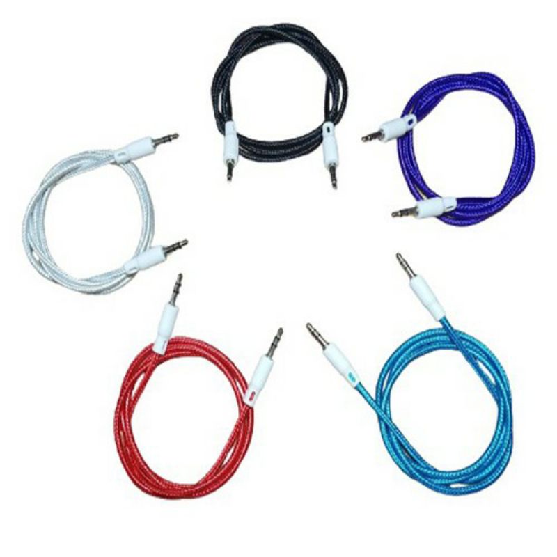 Kabel Audio Aux 1Meter Male to Male Headphone Jack 3.5mm Model Tali Sepatu