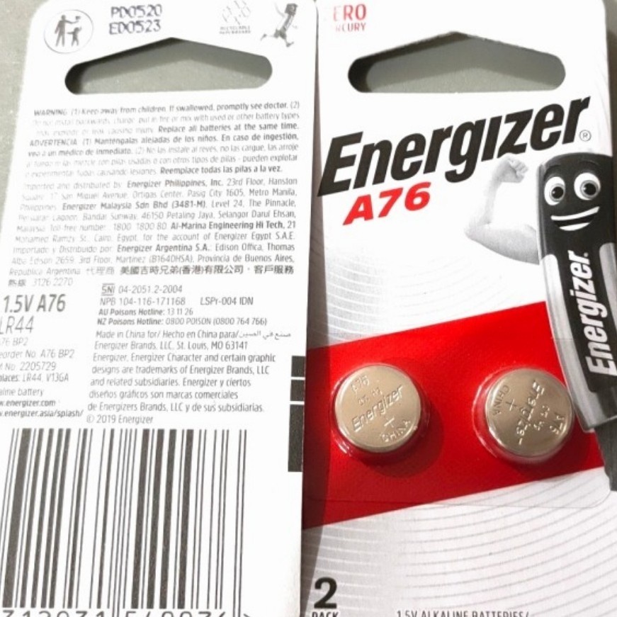 Baterai Kancing ENERGIZER 1,5V A76 LR44 Set 2 Pcs