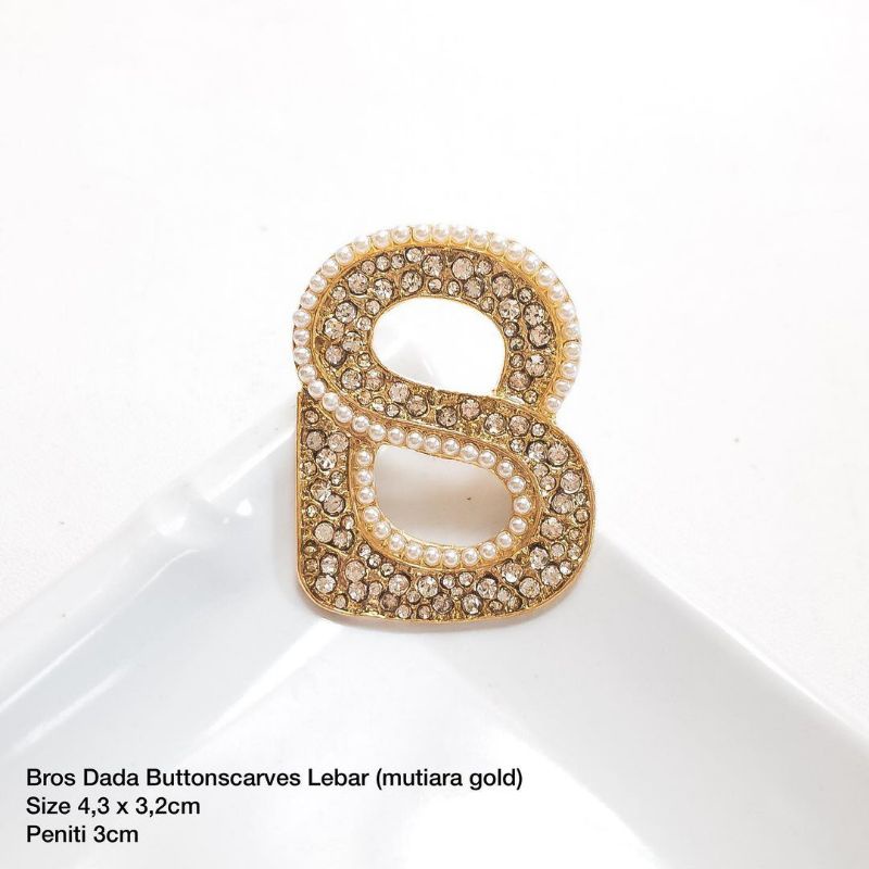 Bros Buttonscraves / Bros Ala Buttonscarves  / Bros Button / Buttonscarves Brooch / Orderinkuy Bros-B Flat Pearl Gold