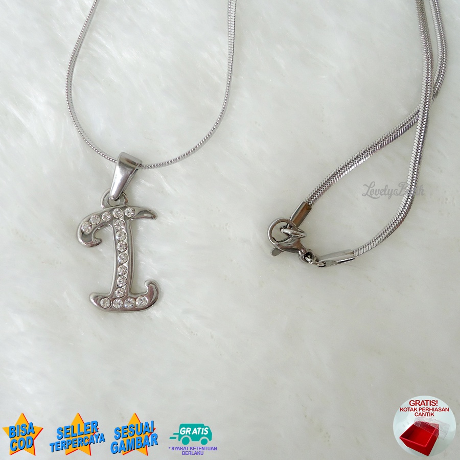 Lovelybutik - Kalung Inisial Huruf Titanium anti karat Kalung hurup Abjad Alphabet Ins I Klasik Bonus Kotak Perhiasan