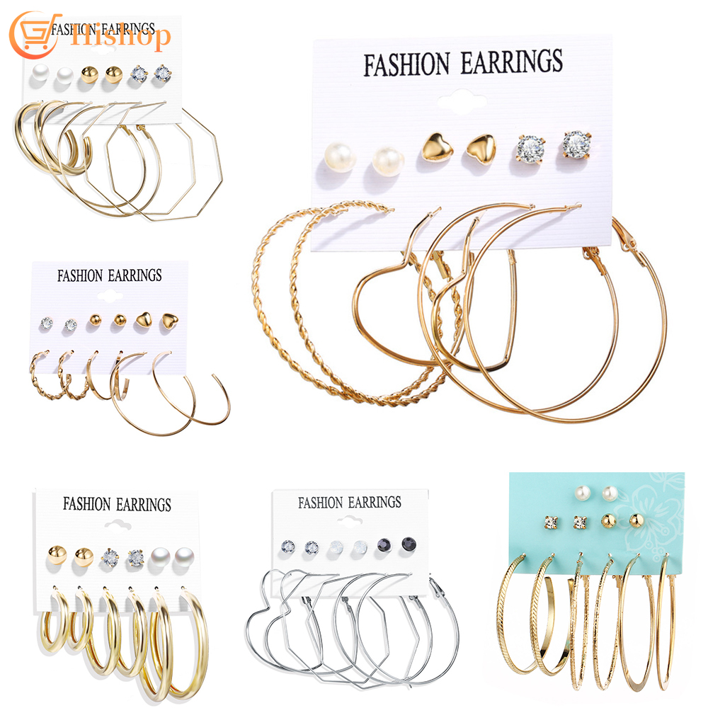 Fashion Korean Retro Bohemia Earrings Set Creative Simple Gold Drop Earring Women Jewelry Accessory Gift