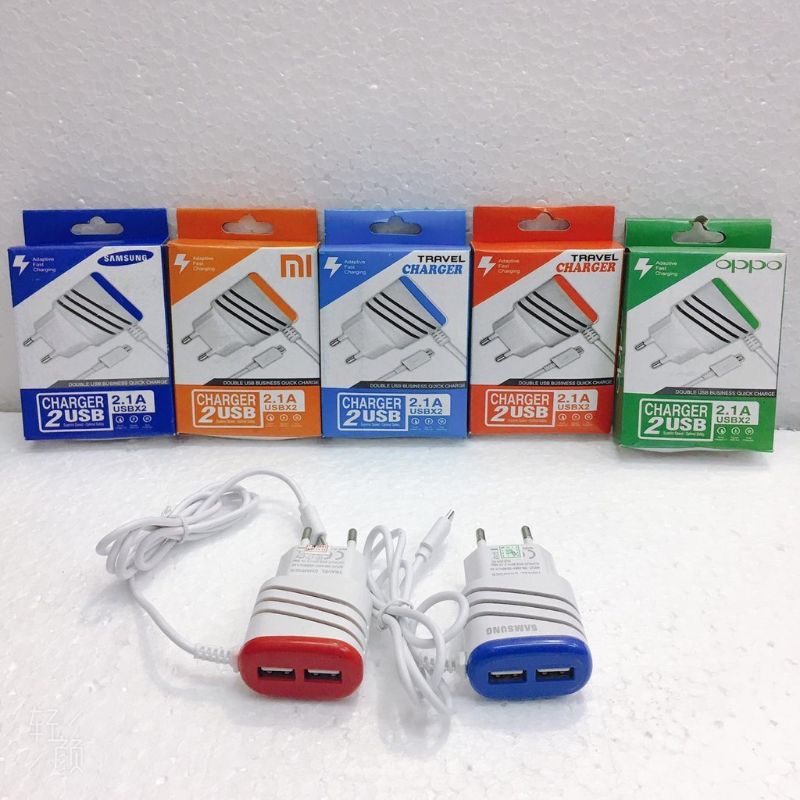 W3 Cash Hp 2 USB | Cas Hape Dua Slot CHARGER BRANDED N-13 / CAS SAMSUNG XIAOMI OPPO VIVO N13 + PACK