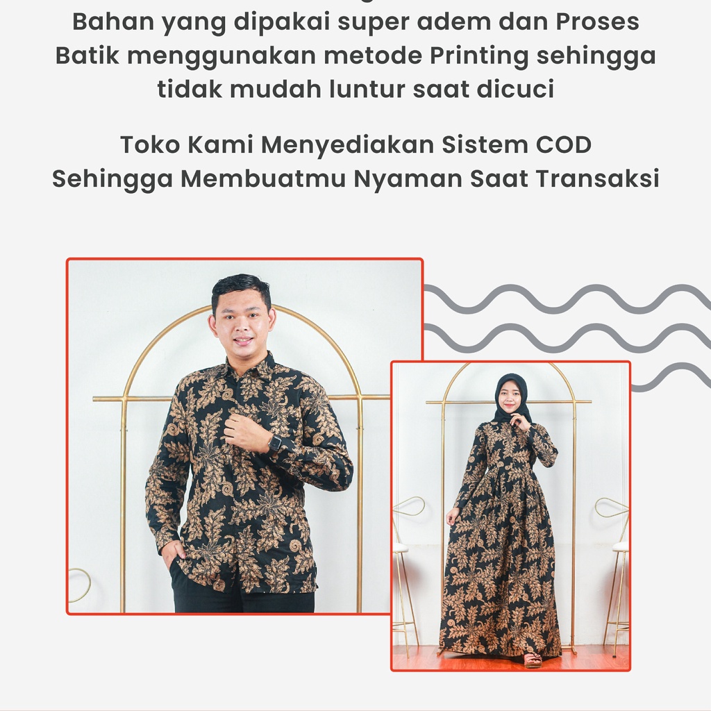 Saroja (021) Couple Keluarga Batik Gamis Batik Katun Premium Motif Jati