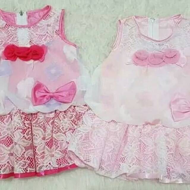 Baju Dress Gaun Pesta Kondangan Anak Bayi Perempuan Bunga Brokat