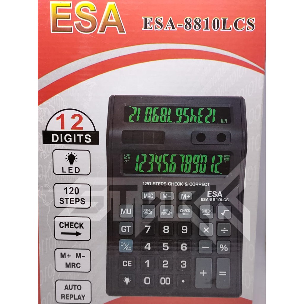 

YUH Kalkulator 2 Layar ESA 8810 LCS LED BACKLHT - 12 Dit - Kalkulator Lampu LED - Kalkulator Dagang