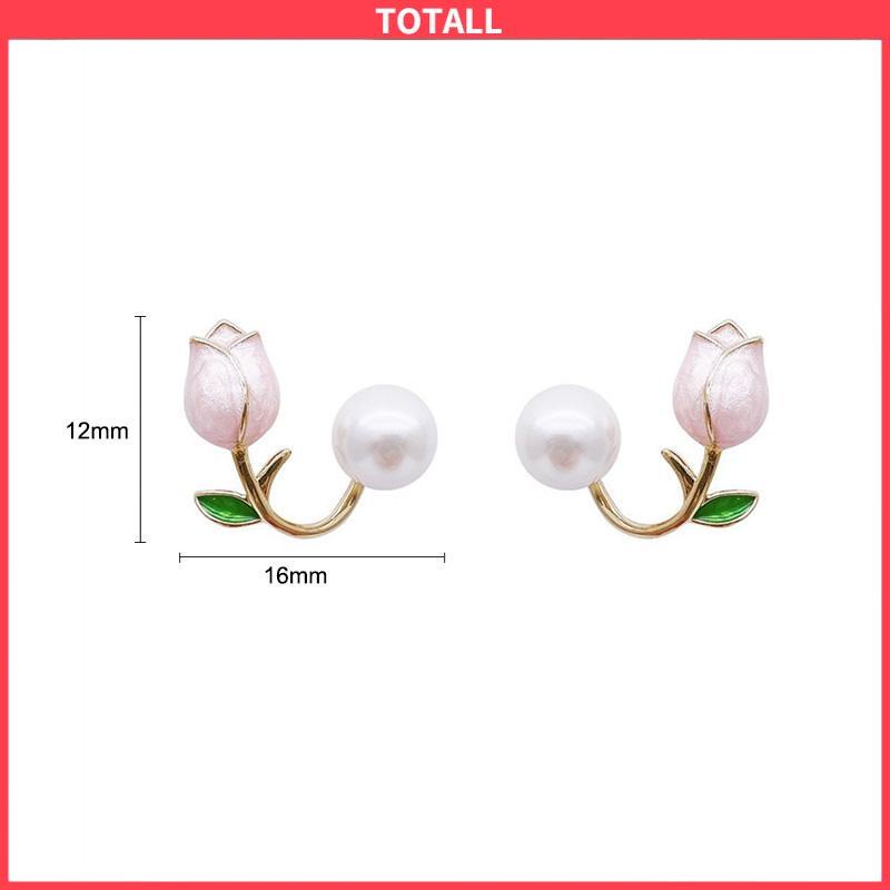 COD Hiasan Mutiara Imitasi Bunga Tulip Temperamen Anting Modis Manis-Totall