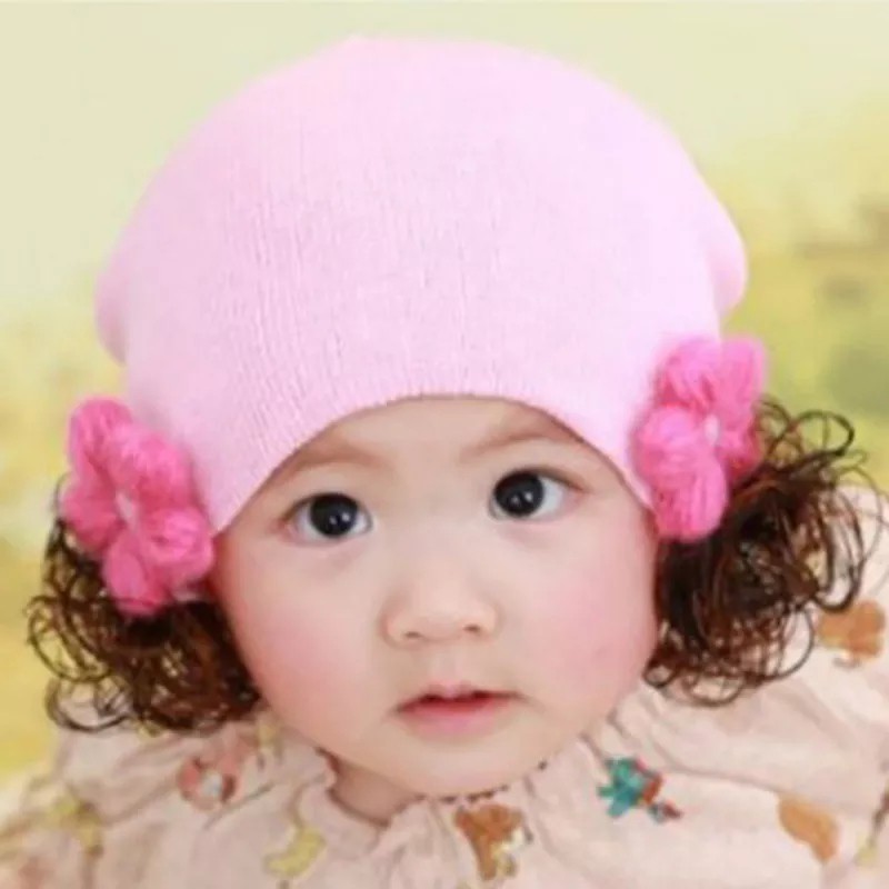 ~COD~ DO-P19-21 Topi Anak Perempuan Rambut Kepang / Topi Bayi Kupluk Imut Lucu Baby Hat Wig Impor-7