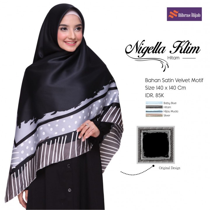 Hijab Segiempat Syari Jumbo Bahan Satin Motif Ori Hijab Nibras Nigella Klim