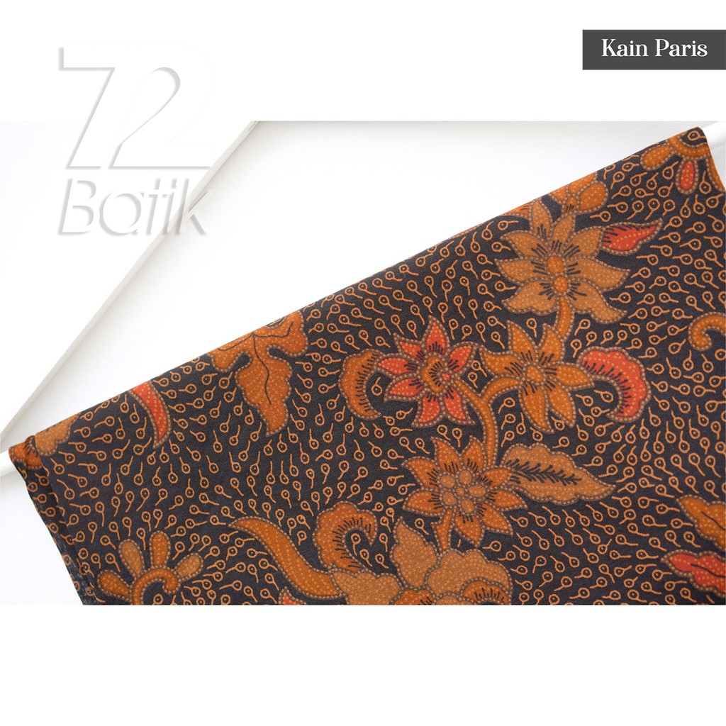 KAIN BATIK PREMIUM Bahan Paris Motif Kembang Warna Kuning Orange Oren Oranye 724995 Cap 72 Jarik Jarit Samping Kebat Panjang Batik Paris Modern Premium Bahan Seragam Batik Pernikahan Kantor Keluarga Murah Kamen Jadi Batik Bali Lembaran