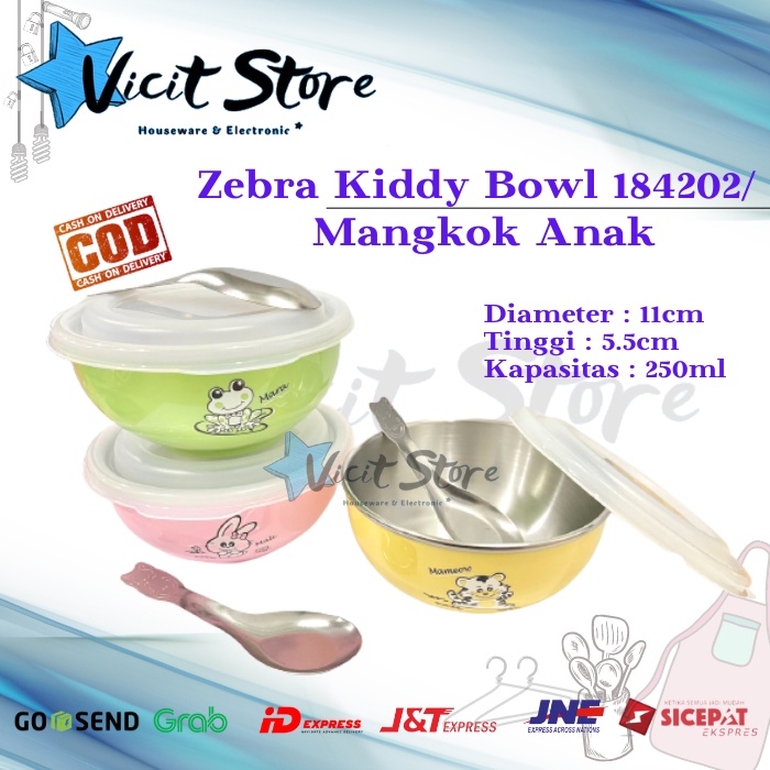 Zebra Kiddy Bowl + Spoon ZEB-184202 / Mangkok Makan Anak Set Sendok