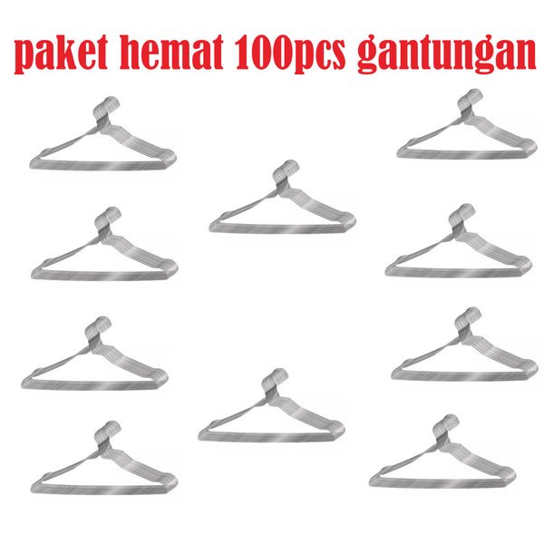 LJ Paket murah Gantungan baju kawat anti karat - Harga 100pcs gantungan