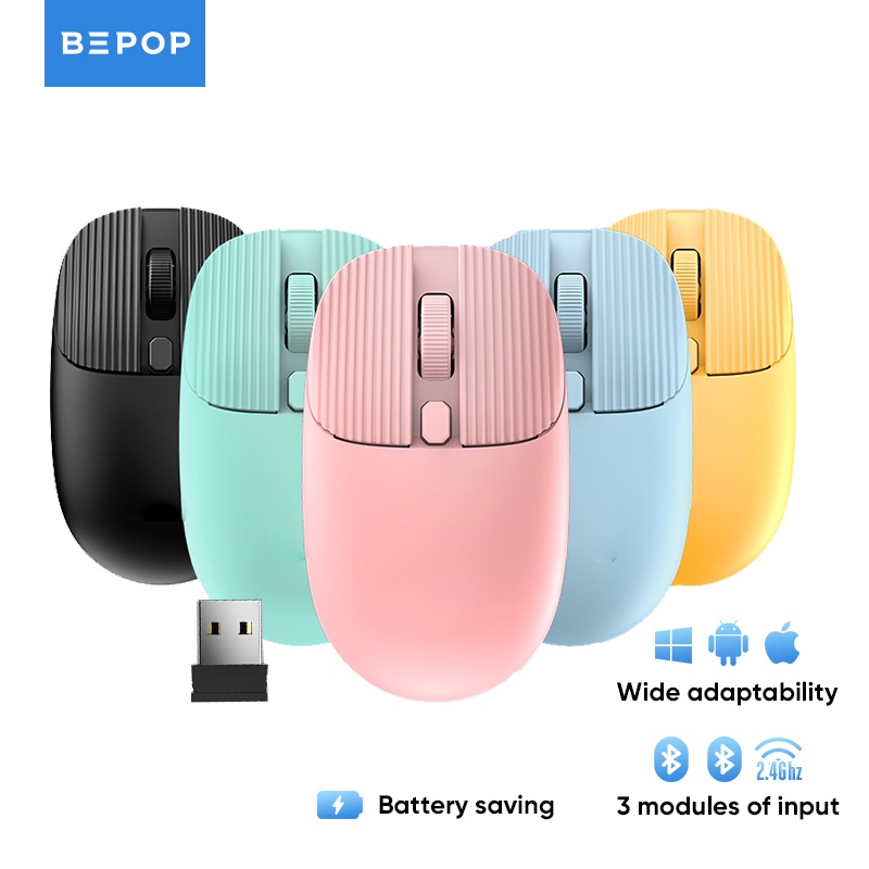 Bepop Mouse Bluetooth Wireless Mice Silent Click Double Models FV-198