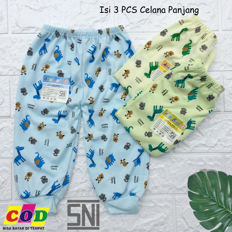 3 PCS Celana Bayi Panjang Motif Baru lahir - 1 tahun Almeera Baby and Kids