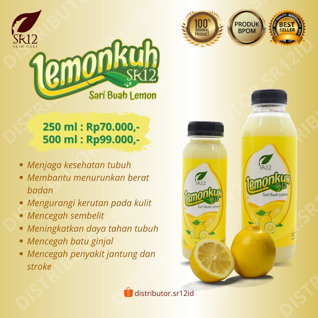 Lemonkuh SR12 Sari Buah Lemon Asli Minuman Herbal Daya Tahan Tubuh dan Diet Alami 250 ml 500 ml