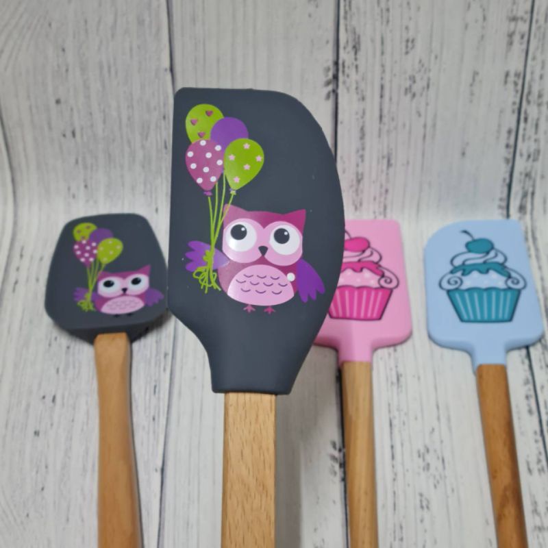 Bakest silicone spatula wooden handle / spatula gagang kayu