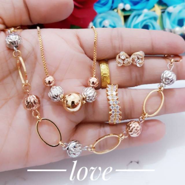 Xuping set perhiasan wanita lapis emas