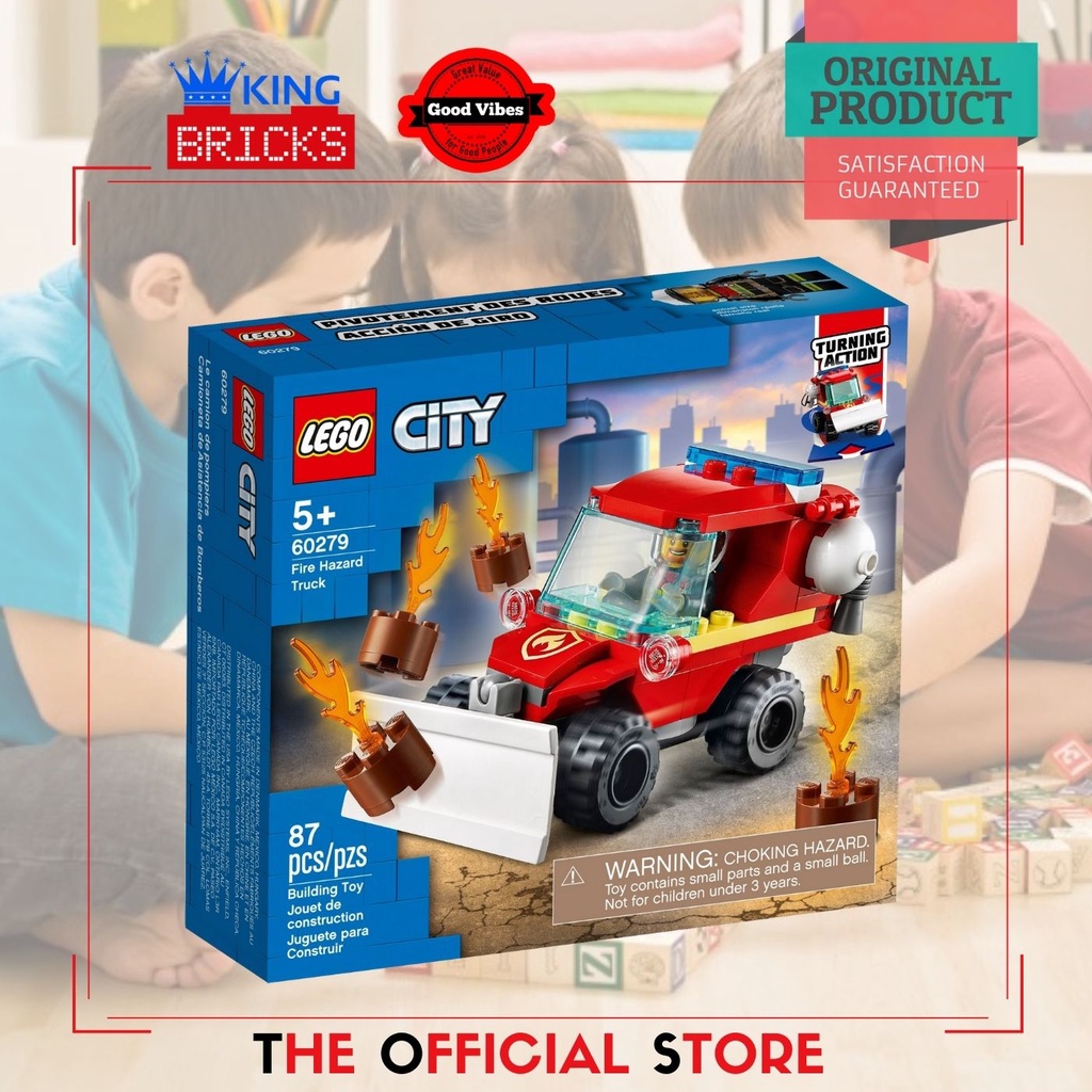 LEGO Original CITY 60279 Fire Hazard Truck - Mainan Anak Edukasi Mobil Damkar Polisi Pemadam Api