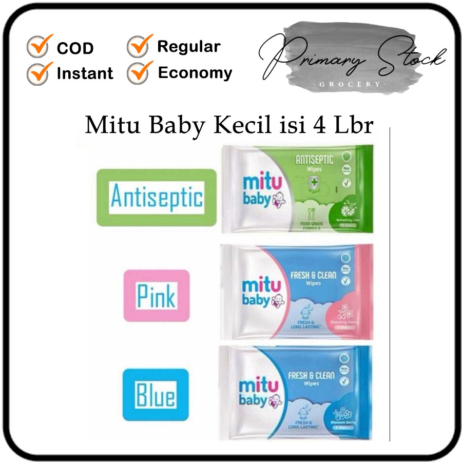 Mitu Baby Wipes Tisu Basah Kemasan Kecil Praktis isi 4