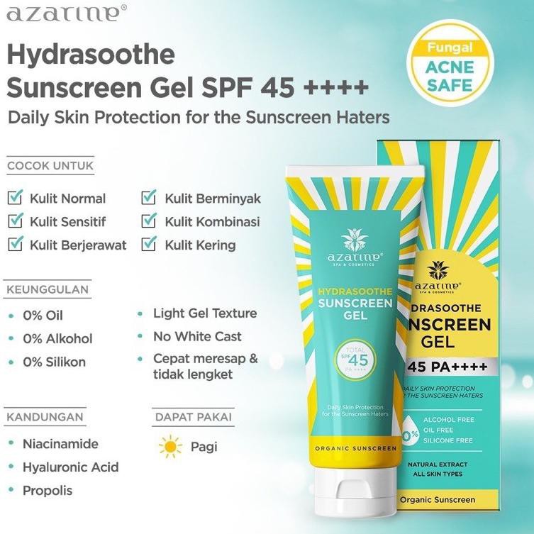 ★ BB ★ AZARINE Hydrasoothe Sunscreen Gel SPF45 PA++++ | Azarine Sunscreen 50ml