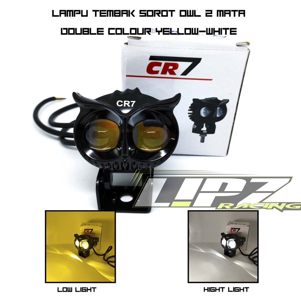 LAMPU TEMBAK SOROT WOL 2MATA DOBLE COLOUR YELLOW-WHITE UNIVERSAL