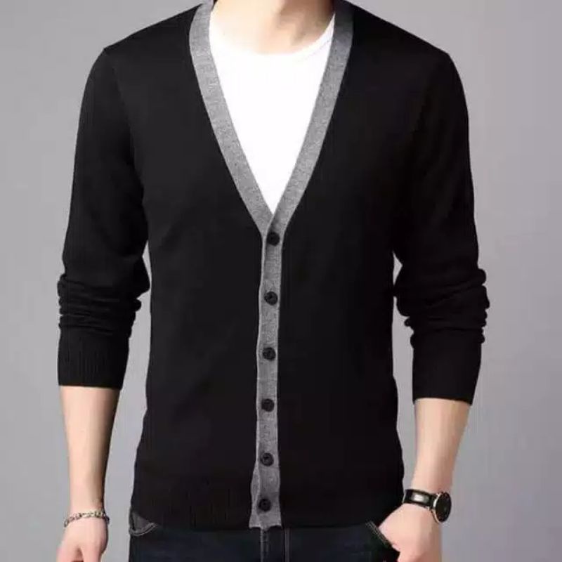 sweater V neck cartigan#hitamlisabu#cartiganrajut#sweterpria#rajutpria#rajutpria&amp;wanita#