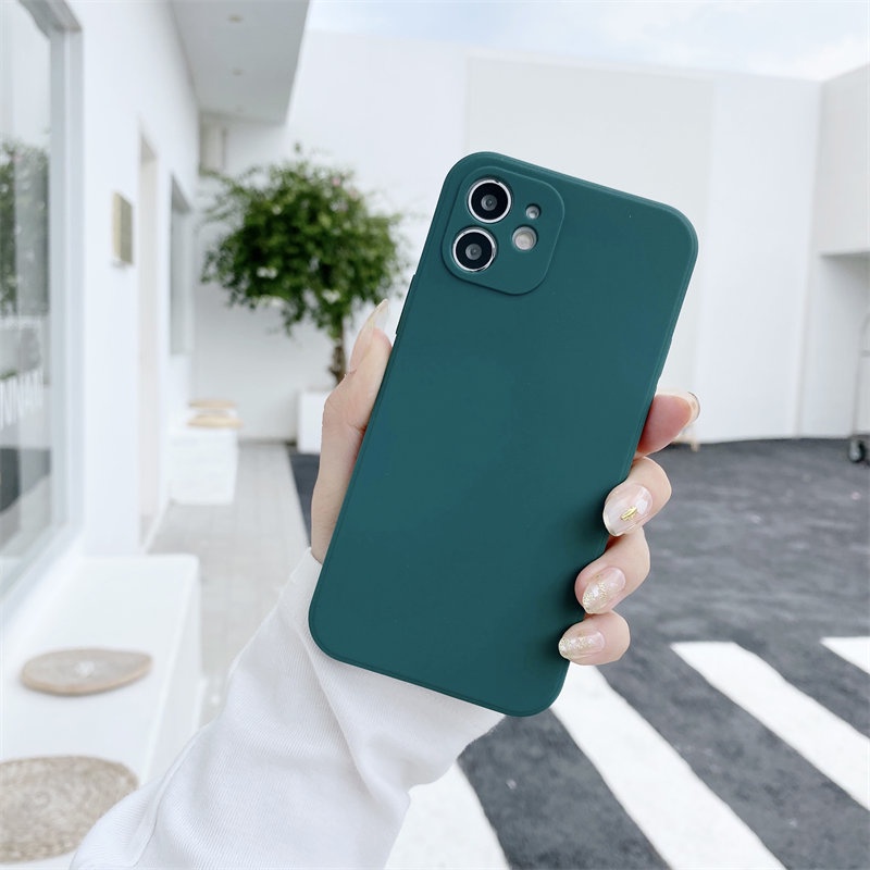Ready Stock Casing OPPO A7 A5s A12 F5 Youth A37 Neo 9 F7 A3s A1K A5 A9 2020 A59 F1s A83 A39 A57 Candy Color Soft Rubber Shockproof Plain Camera Protection Phone Case-Dark Green