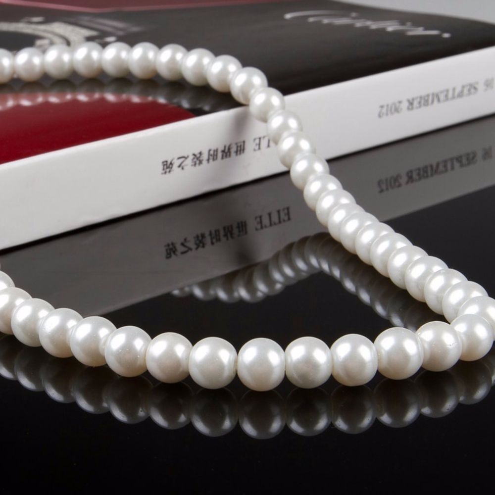 Kalung Rantai Klavikula Desain Salib Aksen Mutiara Berlian Imitasi Bahan Alloy Gaya Korea Untuk Unisex