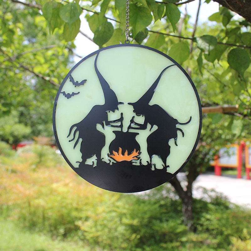 Liontin Kaca Luminous Desain Penyihir Untuk Dekorasi Pesta Halloween