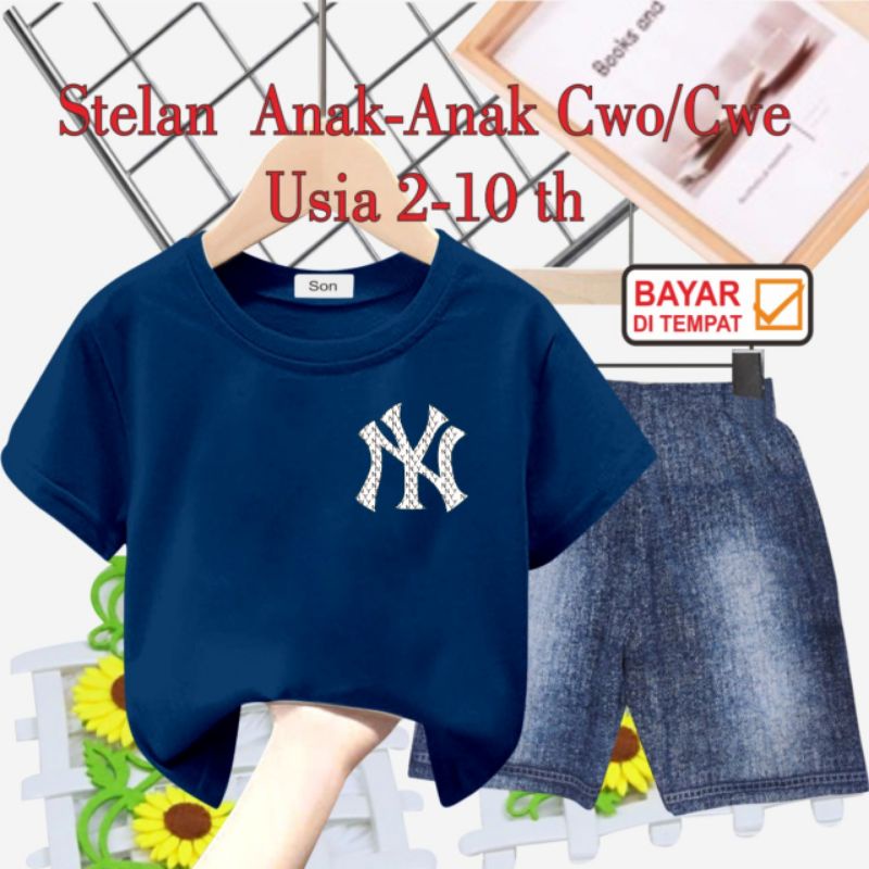 STELAN ANAK UNISEX/CELANA SEMI JEANS USIA 2 THN-10 THN(LOGO YN)