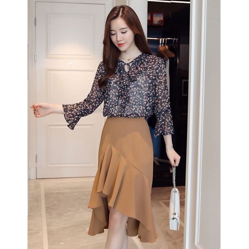 Blouse Formal Chiffon Import Gaya Korea Sifon Lengan Panjang TF32094
