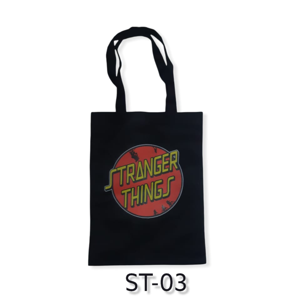 TOTE BAG HITAM - STRANGER THINGS