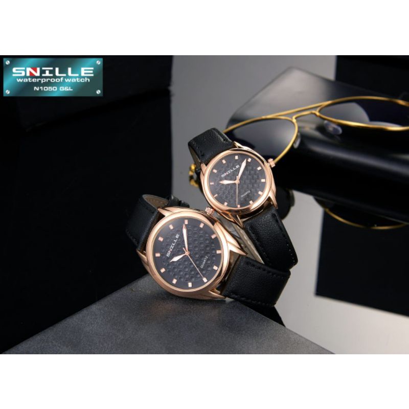 jam tangan couple kulit SNILLE original waterproof watch