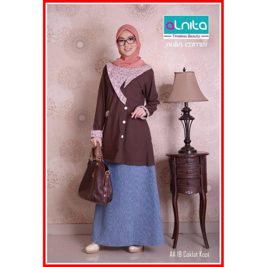 Blouse Muslim Alnita AA 19 Coklat Blouse Muslim Blouse Wanita Terbaru