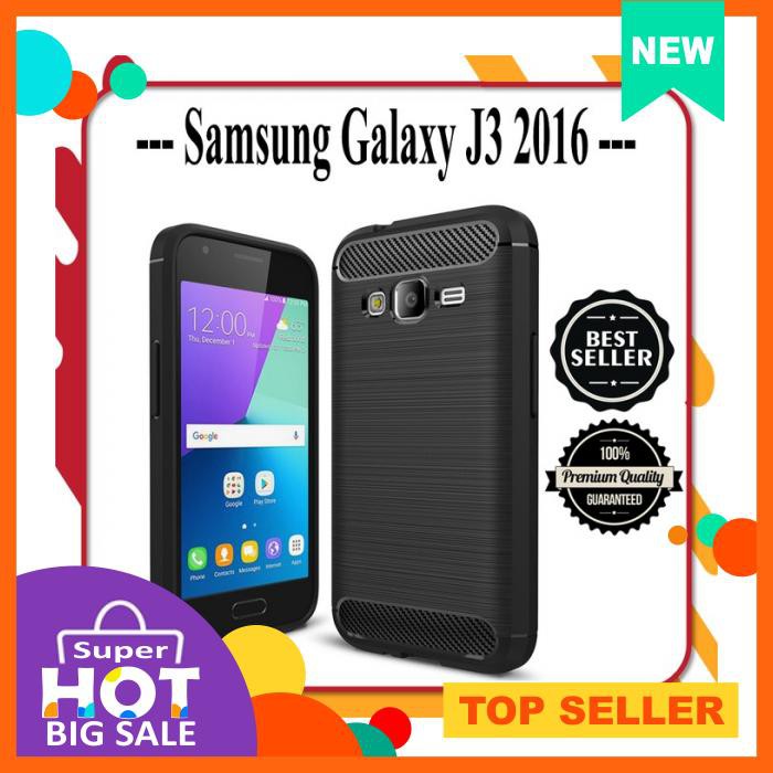 Case Samsung Galaxy J3 2016 Softcase Carbon Fiber Shockproof Tpu Hitam - Soft Case