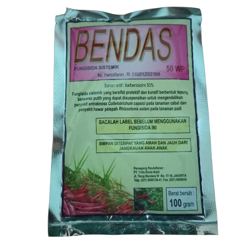 Pencegah Patek Pathek Cabe Fungisida Sistemik Bendas 50 WP 100 gram Bahan Aktif Karbendazim