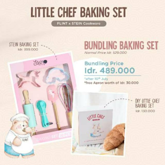 Steincookware LITTLE CHEF BAKING SET by FLINT Stein cookware unicorn tools rollingpin spatula sutil