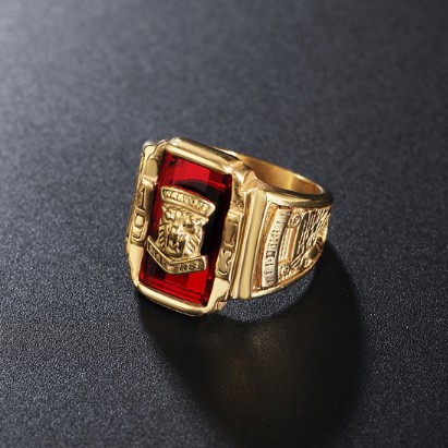 SEUSUK   Cincin Desain Kepala Harimau Warna Merah Hijau 1973 untuk Pria