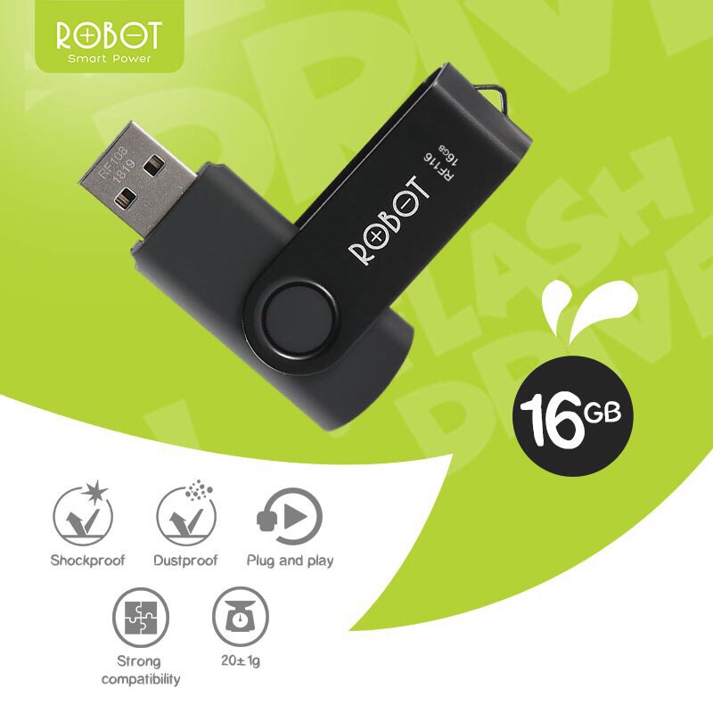 ROBOT RF116 16GB Flashdisk FlashDrive USB Drive Original - Garansi Resmi 1 Tahun