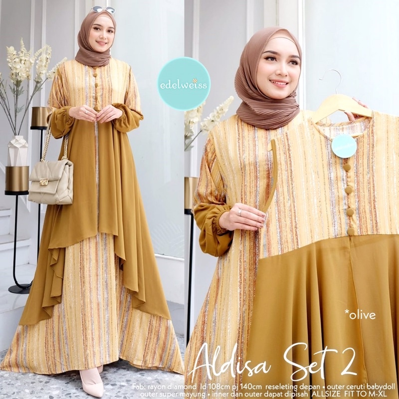 SETELAN GAMIS SHAKILA MIX CERUTTY • ALDISA SET ORI EDELWEISS