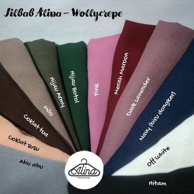 Jilbab Instan Syari Alina - Bergo Syari Size L Wolycrepe - Hijab Panjang