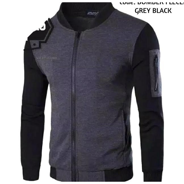 Jaket Bomber Pria Original Motor Jeans Levis Anime Sweater Hoodie - Grey Black, L