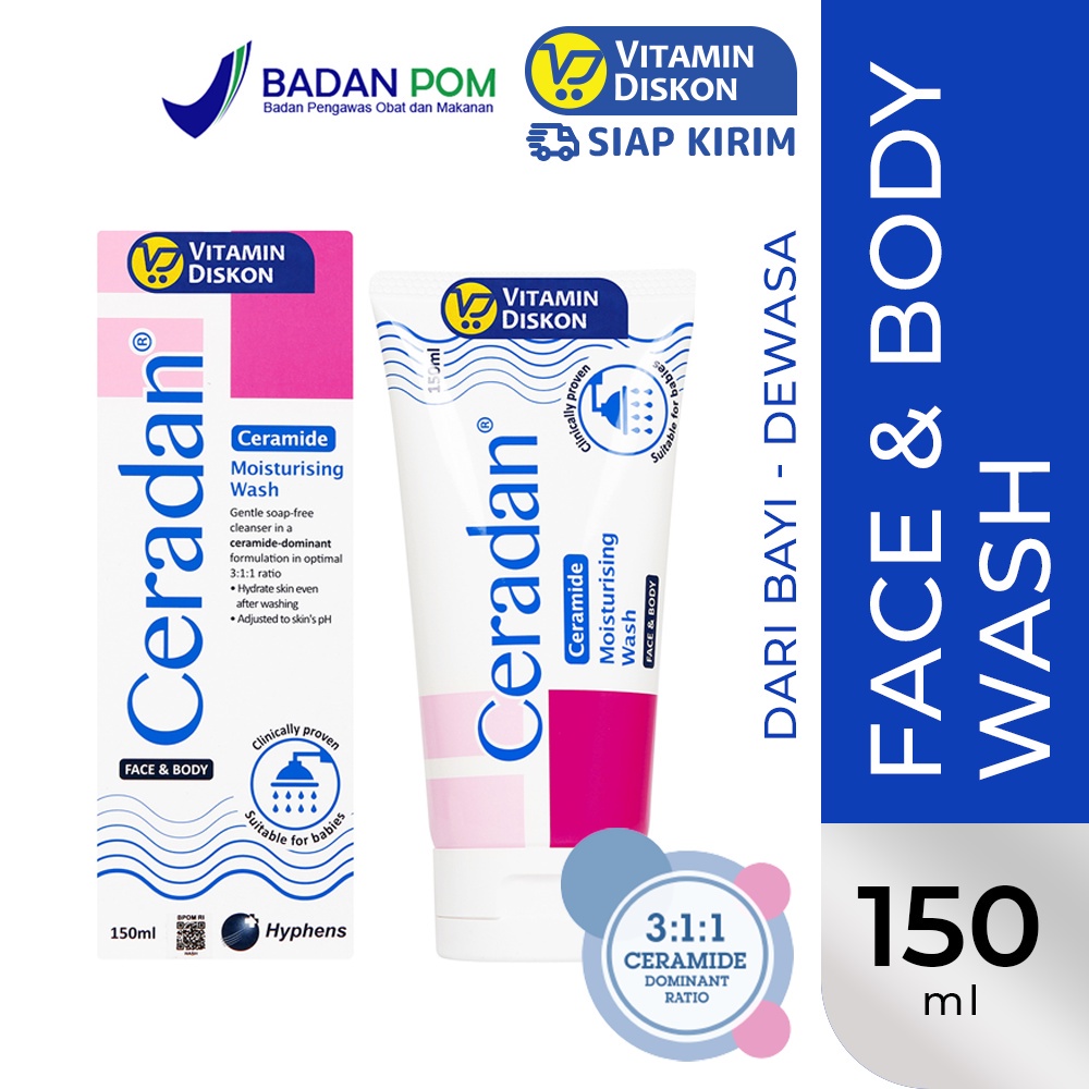 Ceradan Moisturising Body Wash Soap 150 Ml | Sabun Mandi Tanpa SLS / SLES Dan Paraben