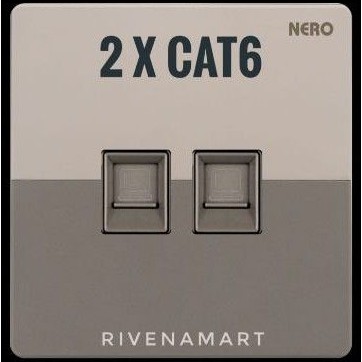 Nero Daytona Z4 Silver Saklar 2 Gang Double Internet Data Outlet Cat6 Z4PCA2-S