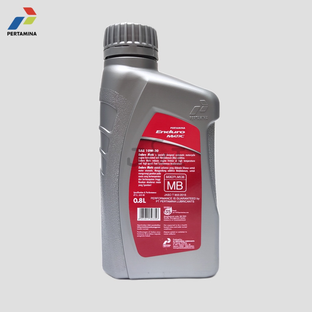 Oli Pertamina Enduro Matic 10W-30 API SL JASO MB 0,8 Liter