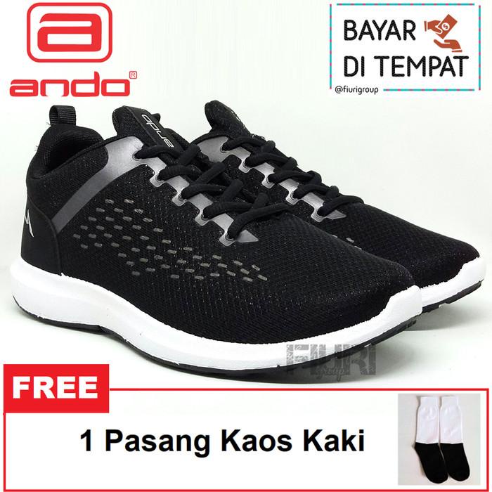 Ando Fugo 38-43 Hitam Putih Sepatu Olahraga Sport Running Pria